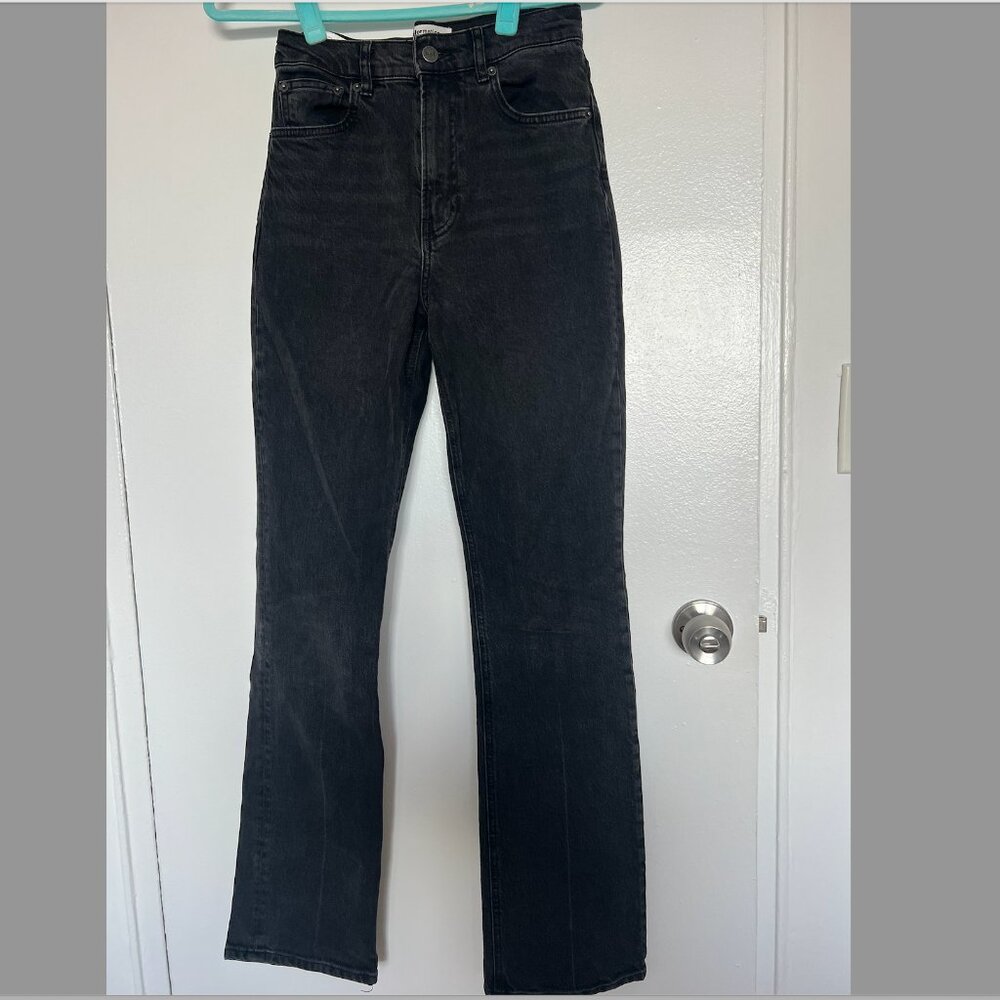 Reformation high rise boot cut jeans in faded black